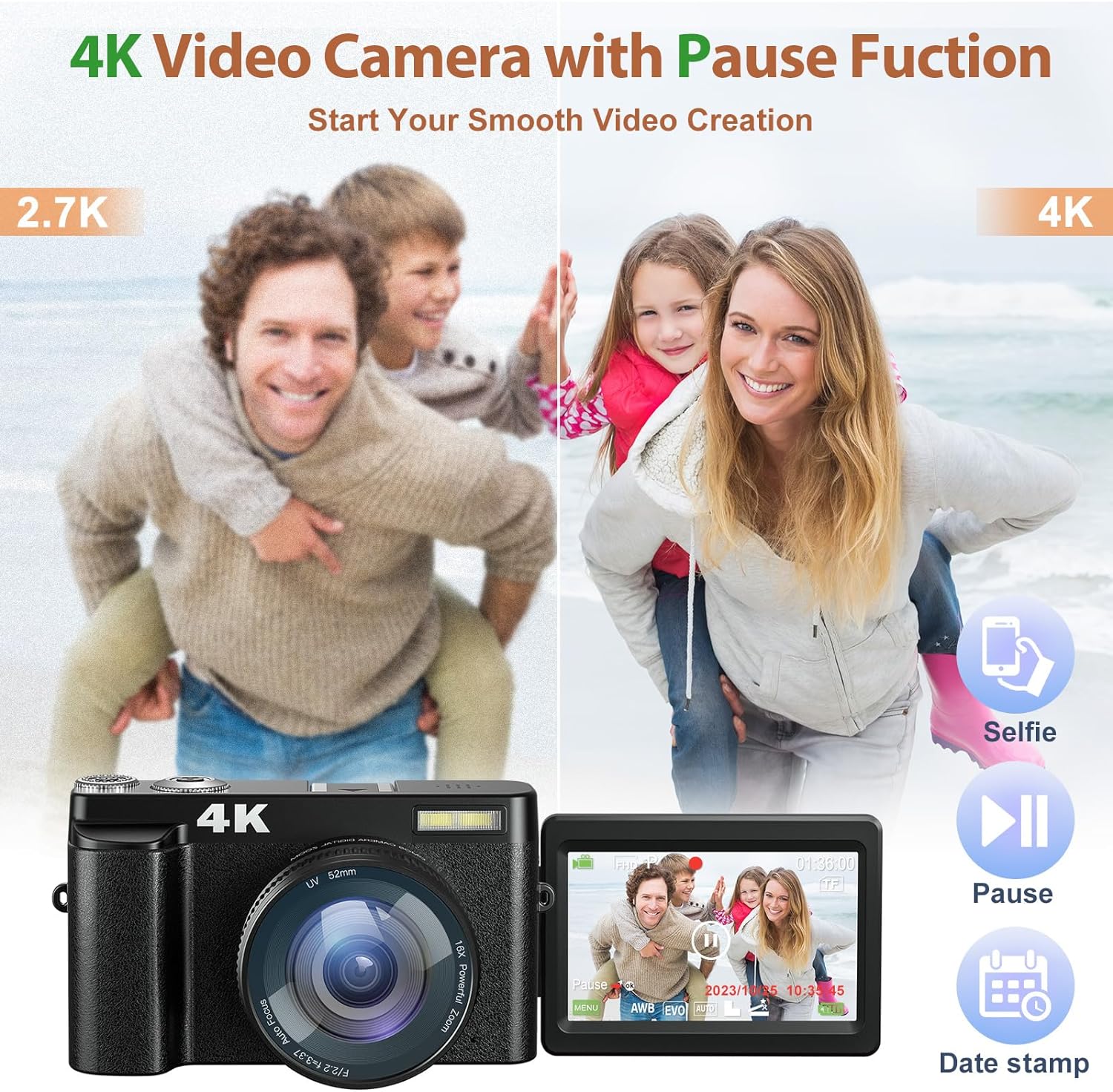 Capture Life's Moments in Stunning Detail with the 4K Digital Camera for Photography and Video